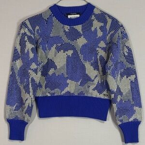 Scotch & Soda Abstract Jacquard Bright Blue Sweater XS